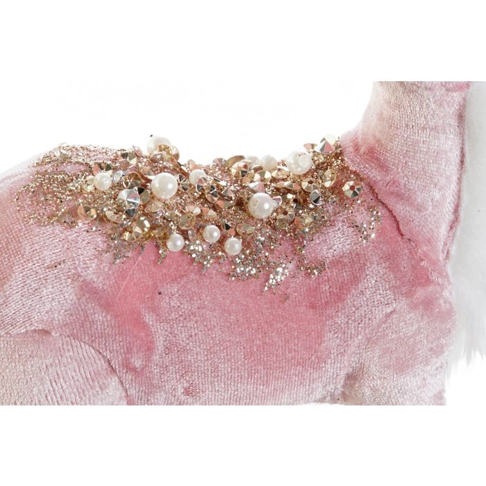 DKD Home Decor Figura Navidad Reno Rosa Dorado 10 x 29 x 18 cm 2