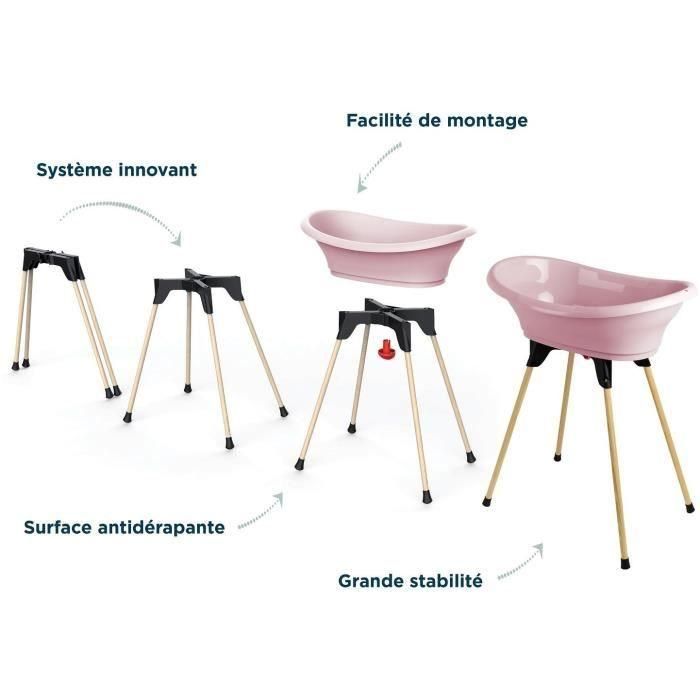 THERMOBABY TUB KIT VASCO Rosa empolvado: bañera + pies + manguera de desagüe 1 THERMOBABY TUB KIT VASCO Rosa empolvado: bañera + pies + manguera de desagüe 1