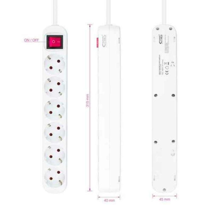Regleta NANOCABLE Regleta de enchufes de 6 tomas con interruptor, 1.4 metros Blanca 1 Regleta NANOCABLE Regleta de enchufes de 6 tomas con interruptor, 1.4 metros Blanca 1
