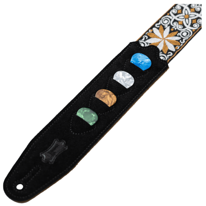 Correa Levy'S Vintage Hootenanny Series 2" Con Soporte Para Púas - Amarillo Y Blanco Levys 3