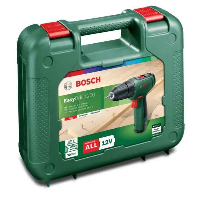 Bosch EasyDrill 1200 Taladro Inalámbrico, 1 Batería 1.5 Ah, 20 Posiciones de Par, LED Integrado 1