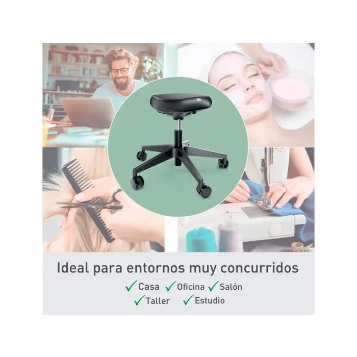 Leitz 65780095 Taburete Ergo con Ruedas Negro 10
