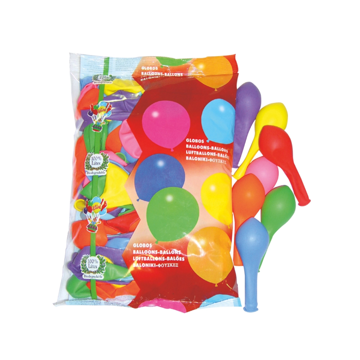 Blanca Globos 100% Látex Biodegradable Bolsa 100 Unidades Colores Surtidos 1