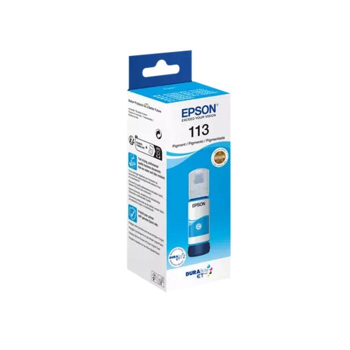 Tinta de recarga Epson ECOTANK ET-5850, ET-5800, ET-16650, ET-16600, ET-5880, ET-5170 - Nº 113 Cian 1 Tinta de recarga Epson ECOTANK ET-5850, ET-5800, ET-16650, ET-16600, ET-5880, ET-5170 - Nº 113 Cian 1