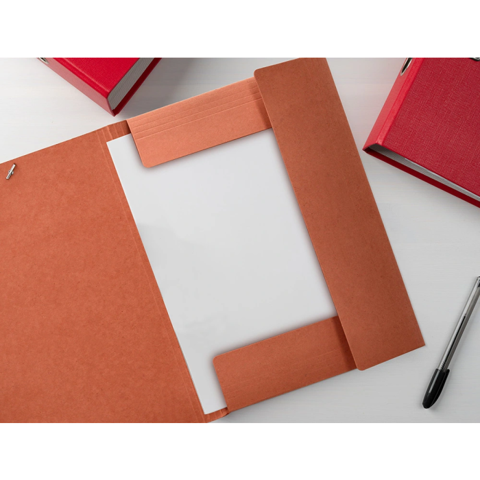 Liderpapel Carpeta de Gomas Tres Solapas Cartón Compacto Folio Color Cuero 1