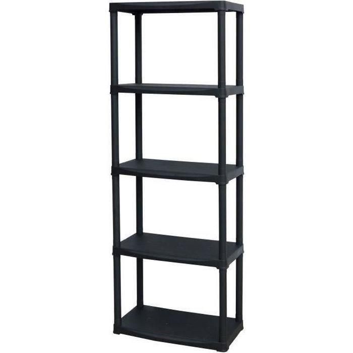 TOOD Estante de resina 5 estantes - Altura 176 cm Ancho 60 cm - Negro TOOD Estante de resina 5 estantes - Altura 176 cm Ancho 60 cm - Negro