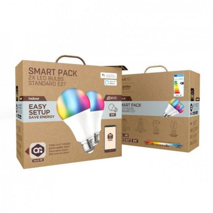 Muvit Bombilla Inteligente A60 E27 9W LED Multicolor y Blanca, Pack 2 uds 1