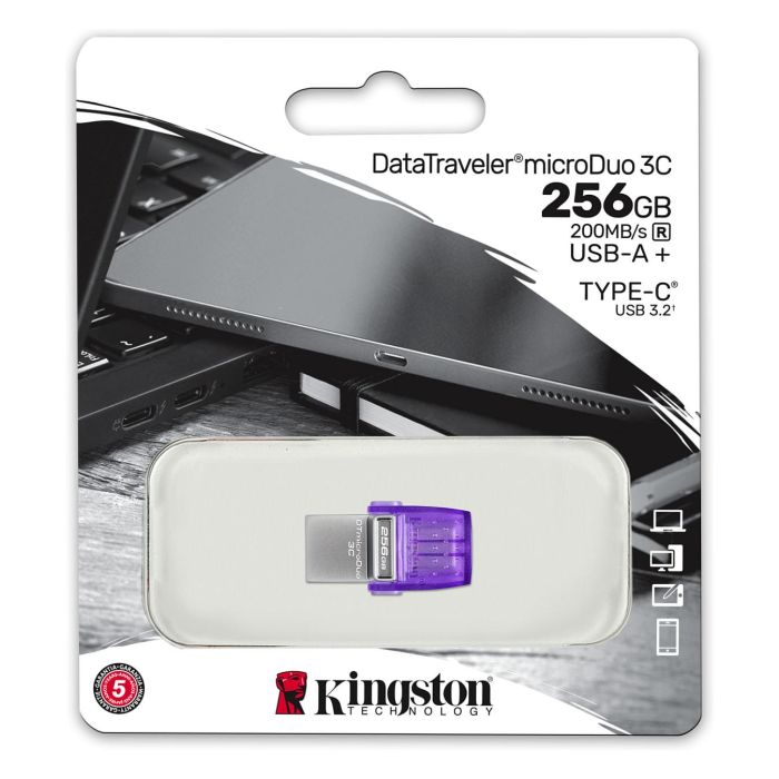 Kingston DTDUO3CG3/256GB Pendrive 256GB USB3.2 MicroDuo 3C Dual Type-C y Type-A 200MB/s 8