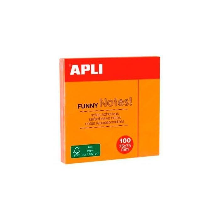 Apli Bloc Notas Adhesivas Funny Reposicionables 100H 75x75 Naranja Fluorescente Pack 12 Ud Apli Bloc Notas Adhesivas Funny Reposicionables 100H 75x75 Naranja Fluorescente Pack 12 Ud
