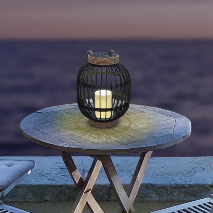 Farol solar decorativo - LUMISKY - FIDJY - Al. 30 cm - Mango de cuerda efecto vela - LED blanco cálido 3 Farol solar decorativo - LUMISKY - FIDJY - Al. 30 cm - Mango de cuerda efecto vela - LED blanco cálido 3