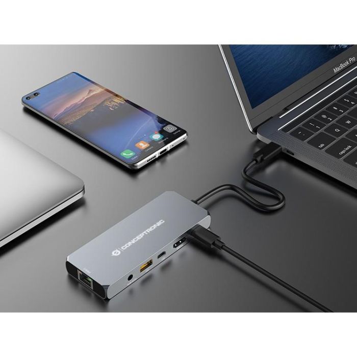 Conceptronic Docking Station USB4 6 en 1 con HDMI 8K 60Hz, 2.5GbE, USB-C PD 100W, USB-C 10Gbps, USB-A 10Gbps y Audio 6