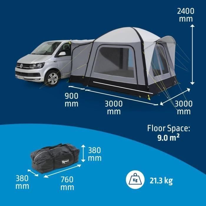 Kampa KAM5056446110679 Toldo Independiente Cross Air TC. Tejido Polycotton, Air Frame, con Suelo, Estores Opaco, Panel Mosquitera 1