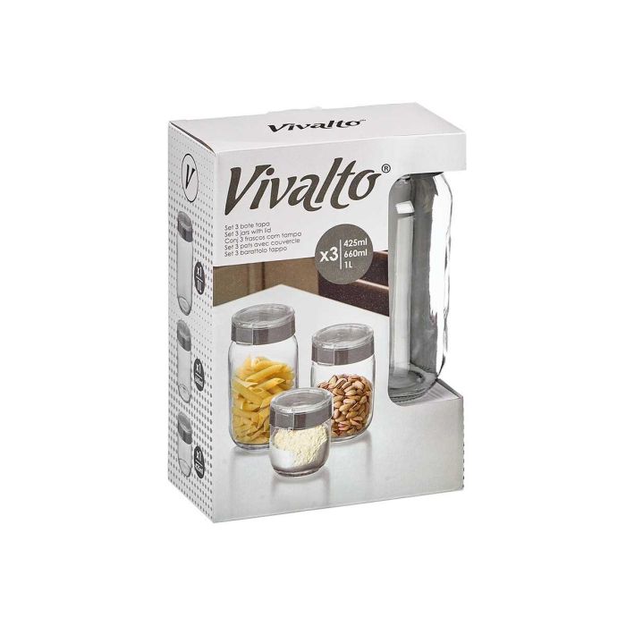 Set 3 Bote Tapa Gris 425 660 1000Ml Vivalto 18X26CM (6 Unidades) 2 Set 3 Bote Tapa Gris 425 660 1000Ml Vivalto 18X26CM (6 Unidades) 2