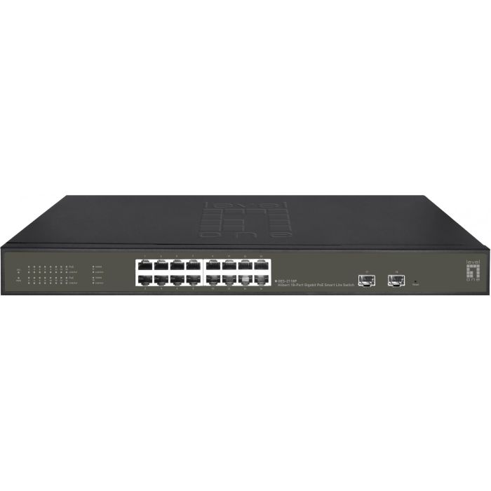 LevelOne GES-2118P Switch gestionado L2 16 puertos Gigabit Ethernet PoE+ 2xSFP 230W Montaje en rack 19" 36Gbps