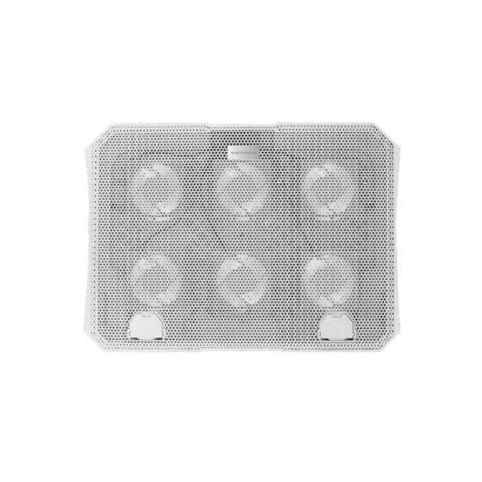 Mars Gaming MNBC23 Base Refrigeración para Portátil 16" con 6 Ventiladores LED Azul, Stand 6 Posiciones, USB y Soporte Móvil Blanco
