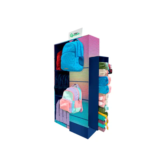 Liderpapel Expositor de Suelo para Mochilas y Estuches Portatodo con 77 Unidades Surtidas 30x150x90 cm 1 Liderpapel Expositor de Suelo para Mochilas y Estuches Portatodo con 77 Unidades Surtidas 30x150x90 cm 1