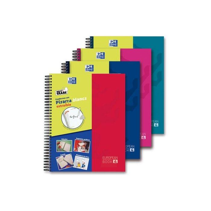Bloc Oxford School Eu.Book 4 Micro.Tapa Extra A4+ 120H Cuadric.5X5 90G Surtido (4 Col.) 5 unidades