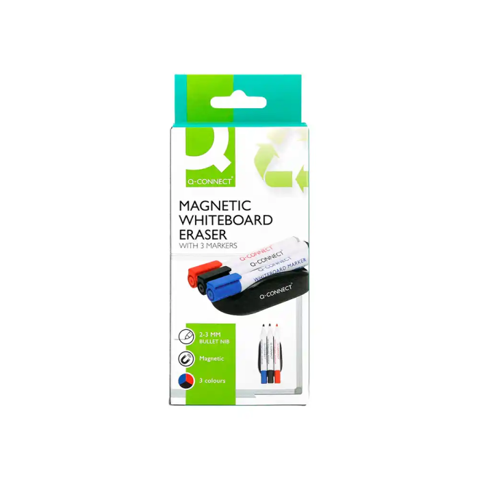 Q-connect Borrador Magnético para Pizarra Blanca con 3 Rotuladores Azul, Negro y Rojo 7 Q-connect Borrador Magnético para Pizarra Blanca con 3 Rotuladores Azul, Negro y Rojo 7