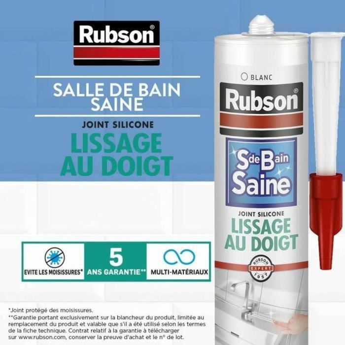 Rubson Sellador Sanitario Baño Saludable Alisado con los Dedos Blanco 1469154 280ml 1