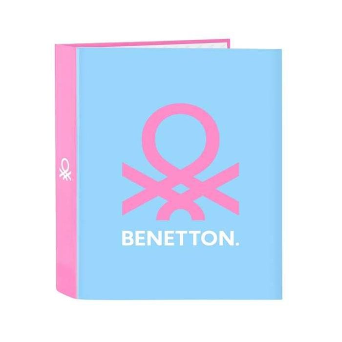 Carpeta de anillas Benetton Spring Rosa Azul cielo A4 27 x 33 x 6 cm