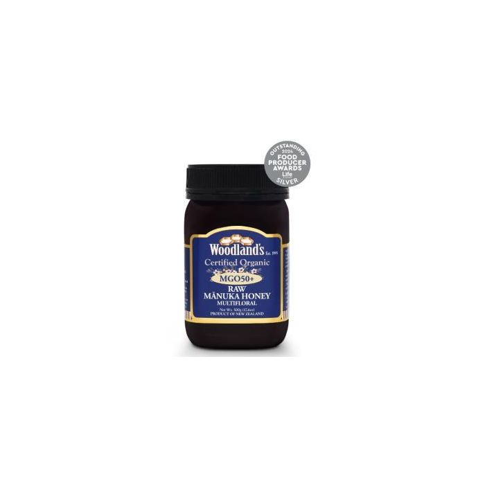 WOODLAND´S Miel de Manuka Raw MGO 50+ Multifloral de Nueva Zelanda Ecológica 500g, Premiada