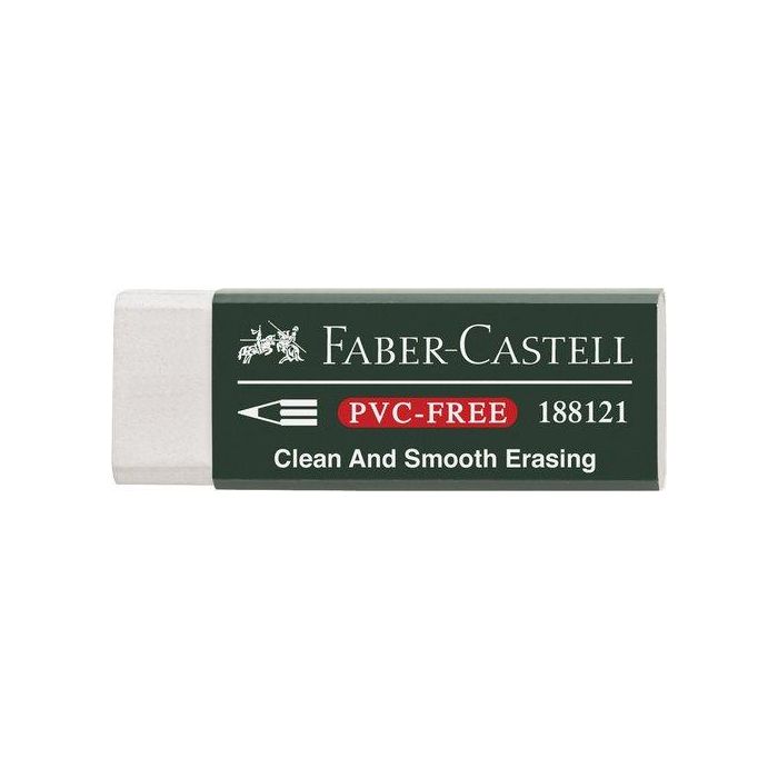 Faber Castell Goma de borrar de plástico blanca para lápiz, 63x22x12 mm