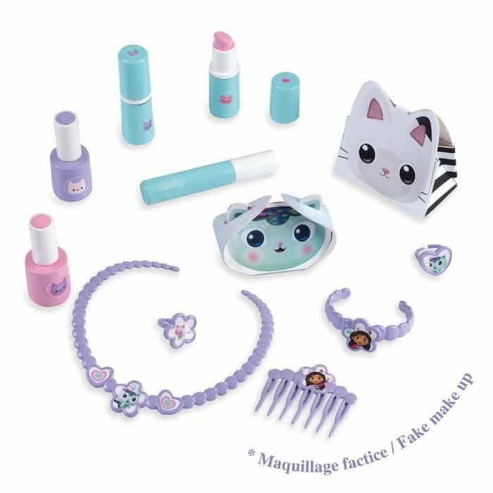 Smoby SMO3032163202547 Tocador infantil 2 en 1 Gabby y la Casa Mágica con taburete, 12 accesorios y espejo regulable 2