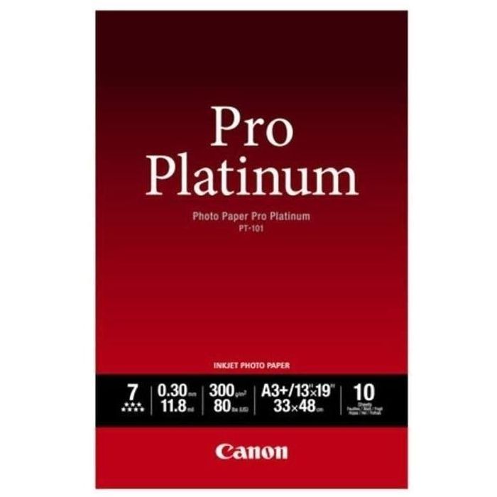 Canon 2768B018 Papel Fotográfico PT-101 Photo Paper Pro Platinum 300g/m² A3+ 10 Hojas