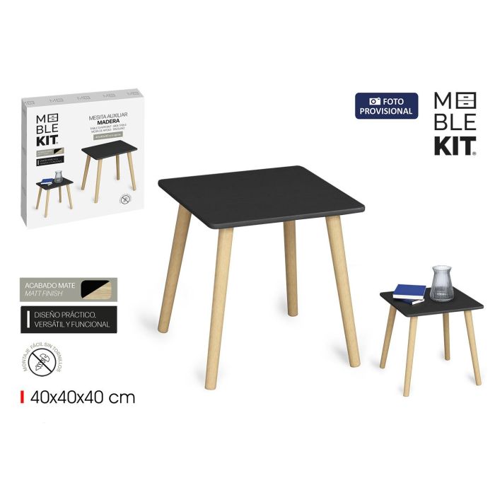 Moblekit Mesita Auxiliar de Madera Black - Ideal para Salón o Dormitorio, Diseño Moderno y Funcional (2 Unidades)