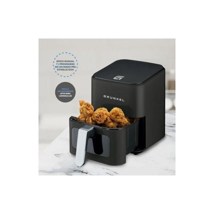 Grunkel Freidora de Aire Sin Aceite Digital 4L, 1200W, 7 Programas, Negro 4
