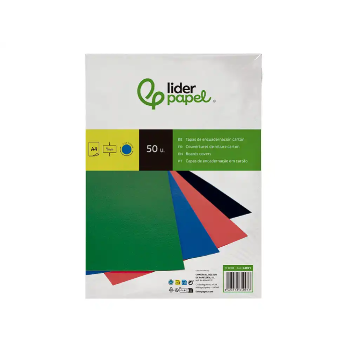 Liderpapel Tapa Encuadernacion Carton A4 1mm Azul Paquete 50 Unidades 1 Liderpapel Tapa Encuadernacion Carton A4 1mm Azul Paquete 50 Unidades 1