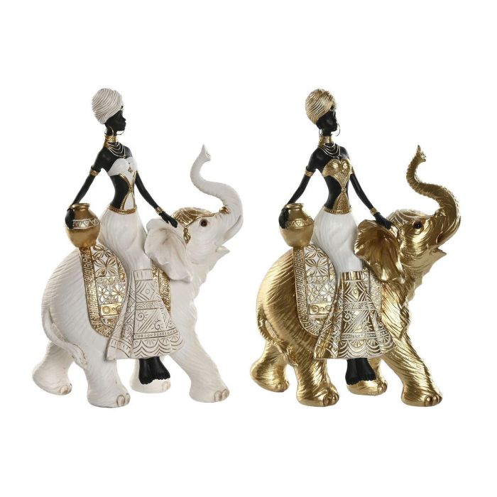 Figura Colonial DKD Home Decor Blanco Dorado 11 x 32 x 21 cm (2 Unidades) Figura Colonial DKD Home Decor Blanco Dorado 11 x 32 x 21 cm (2 Unidades)