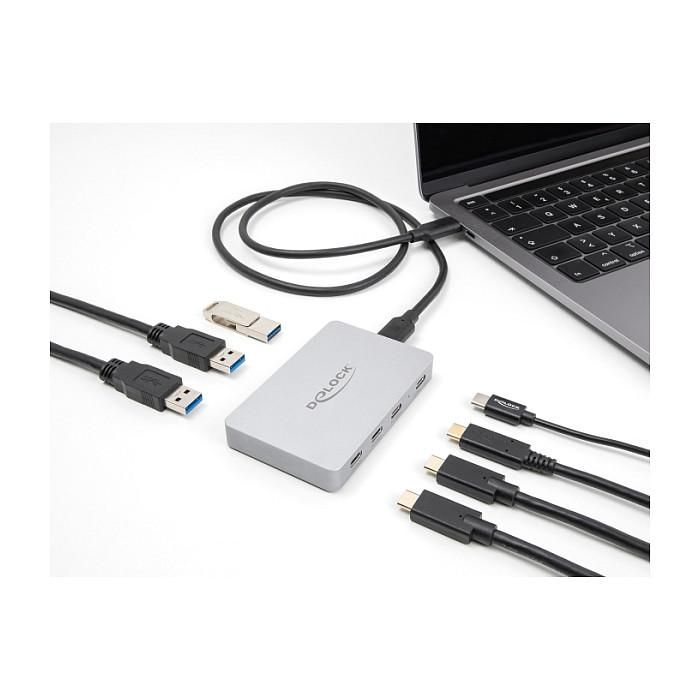 DeLOCK Hub USB 7 Puertos (4x USB-C, 3x USB-A) con Power Delivery 82W, USB 3.2 Gen 2, 10 Gbps, Aluminio Gris 3 DeLOCK Hub USB 7 Puertos (4x USB-C, 3x USB-A) con Power Delivery 82W, USB 3.2 Gen 2, 10 Gbps, Aluminio Gris 3