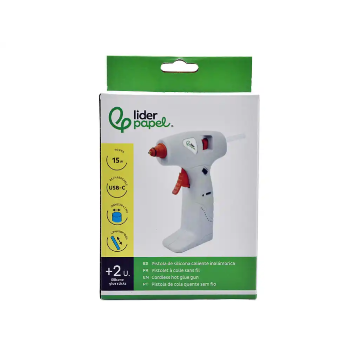 Liderpapel Pistola de Silicona Caliente Inalambrica con Bateria Recargable por USB Tipo-C para Barras de 7mm 1