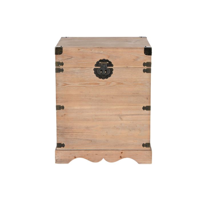 DKD Home Decor Baúl Oriental Natural Marron Claro Abeto Metal Set 2 Piezas 48x61x48 cm Hecho a Mano 5
