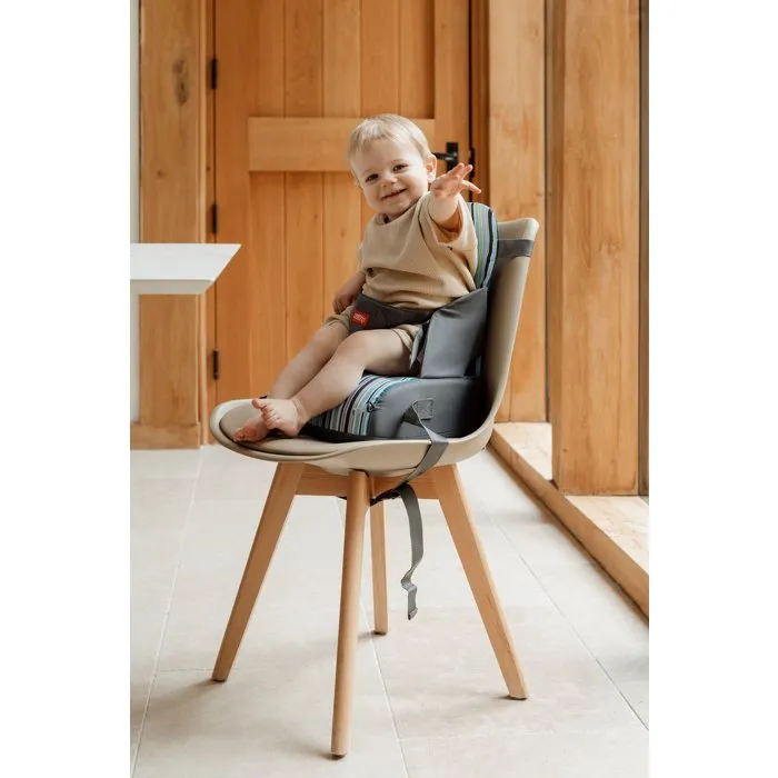 Nuby Asiento Elevador para Bebé con Arnés de 3 Puntos - A partir de 6 Meses, Rayas Azules - NUB0048526994236