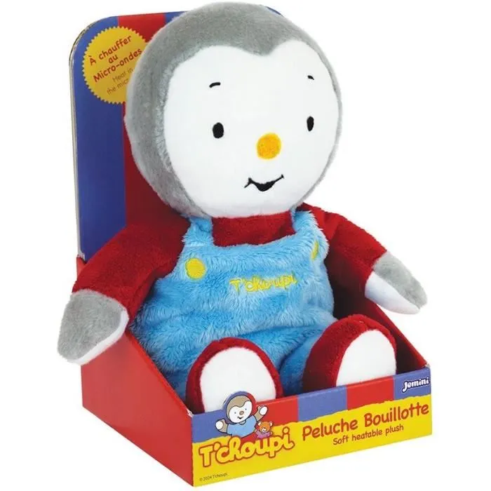 JEMINI Bolsa de agua caliente T'choupi de felpa +/- 21 cm con microperlas de arcilla, alivia dolores y calienta 3