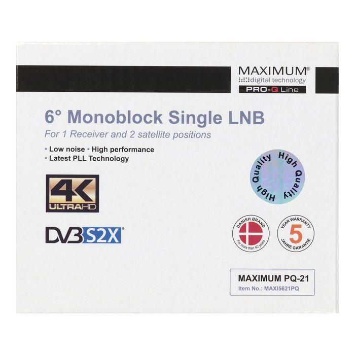 Maximum PQ-21 LNB Monoblock Single 6° para 1 Receptor y 2 Satélites 1 Maximum PQ-21 LNB Monoblock Single 6° para 1 Receptor y 2 Satélites 1