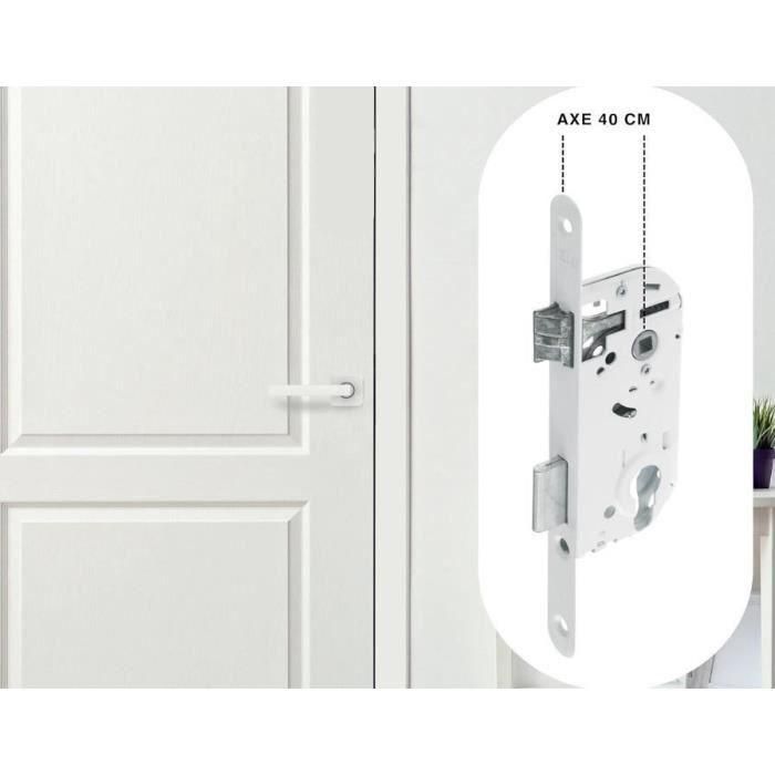 Cerradura empotrable con orificio para cilindro - YALE - Y50R-A40/B - Eje de 40 mm, caja de 135 mm - Pestillo reversible, Cabeza redonda - Blanco 4 Cerradura empotrable con orificio para cilindro - YALE - Y50R-A40/B - Eje de 40 mm, caja de 135 mm - Pestillo reversible, Cabeza redonda - Blanco 4