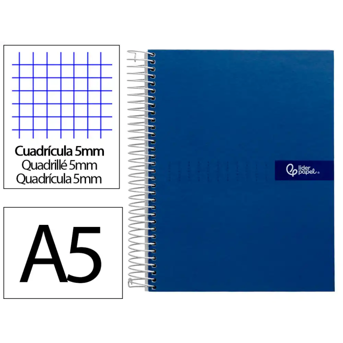 Liderpapel Cuaderno Espiral A5 Micro Crafty Tapa Forrada 120 Hojas 90gr Cuadro 5mm Azul 0 Liderpapel Cuaderno Espiral A5 Micro Crafty Tapa Forrada 120 Hojas 90gr Cuadro 5mm Azul 0