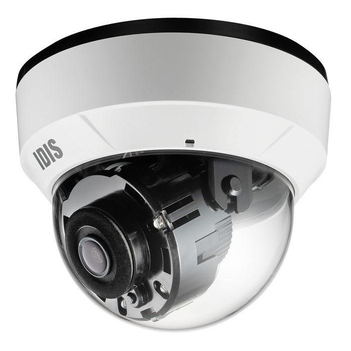 Idis Cámara IP Minidomo 2MP 2.8mm IR 30m WDR PoE Interior. Audio, Alarma, NDAA. Almacenamiento MicroSD 256GB, Mejora Baja Luminosidad.