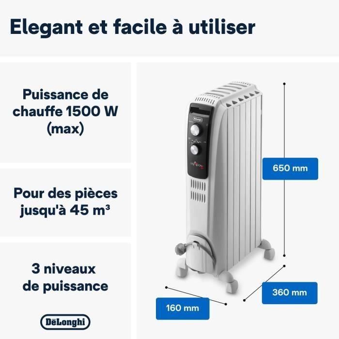 Radiador en baño de aceite Dragon4 DELONGHI - 1500W - 3 etapas de calentamiento - Tecnología Real Energy - Efecto chimenea 2 Radiador en baño de aceite Dragon4 DELONGHI - 1500W - 3 etapas de calentamiento - Tecnología Real Energy - Efecto chimenea 2