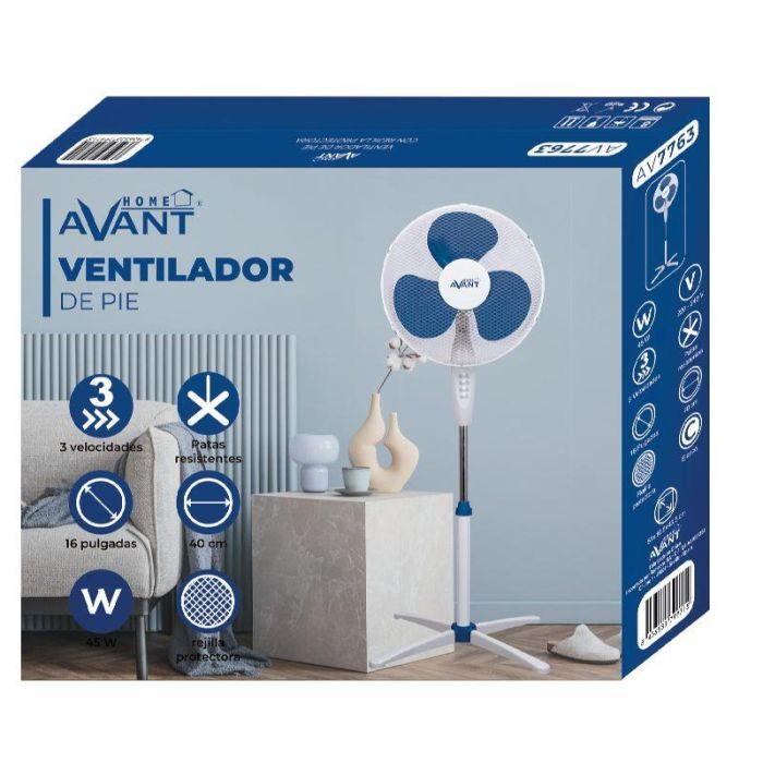 AVANT Ventilador de Pie 45W con Base Cruzada Resistente