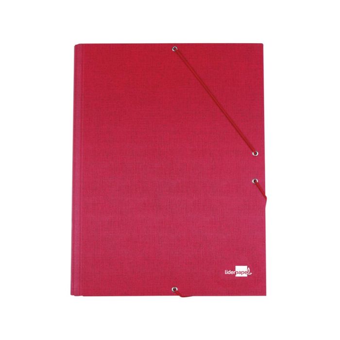 Carpeta Liderpapel Gomas Folio 3 Solapas Carton Forrado Roja 1