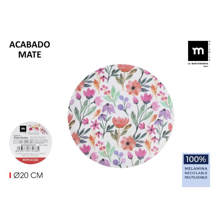 La Mediterranea Plato Postre Mel.Mate Garden 20 cm (24 Unidades) La Mediterranea Plato Postre Mel.Mate Garden 20 cm (24 Unidades)