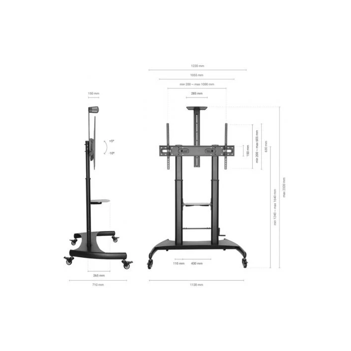 AISENS - SOPORTE DE SUELO ECO CON RUEDAS Y MANIVELA, BANDEJA PARA DVD Y SOPORTE DE CAMARA PARA MONIT AISENS - SOPORTE DE SUELO ECO CON RUEDAS Y MANIVELA, BANDEJA PARA DVD Y SOPORTE DE CAMARA PARA MONIT