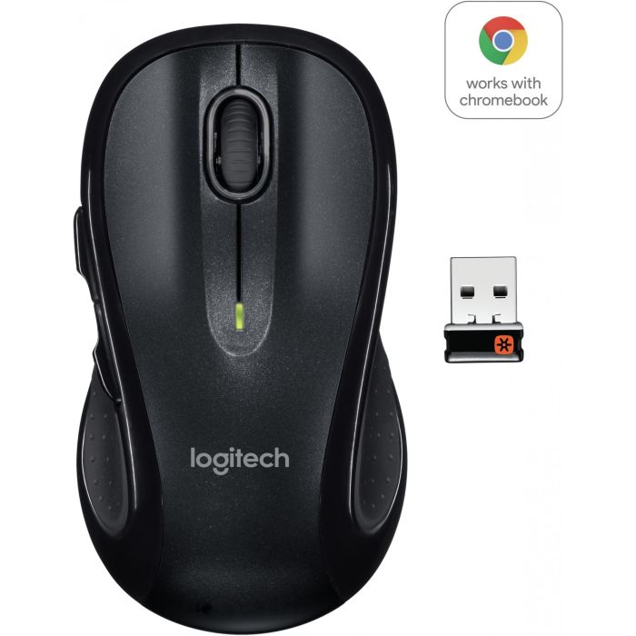 Logitech M510 Ratón Inalámbrico Láser Negro, Diseño Ergonómico Full-Size, Desplazamiento Lateral, Botones Programables, Receptor Unifying
