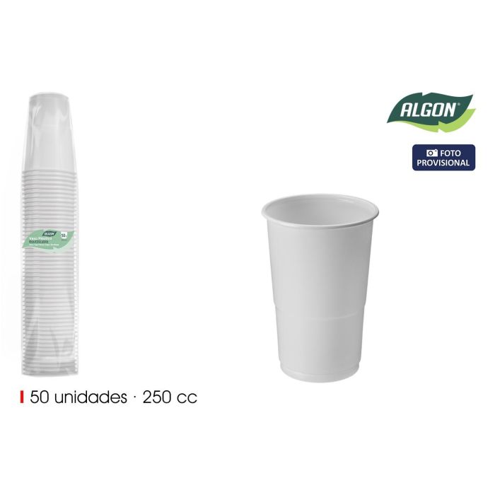 Set de 50 vasos blancos 250 cc Algon - Inde (18 Cajas) Set de 50 vasos blancos 250 cc Algon - Inde (18 Cajas)