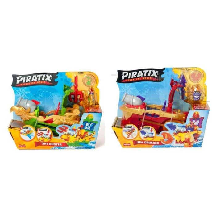 Barco piratix pirate ship con su capitan, tesoro exclusivo y moneda (sky hunter o sea crusher) 15,7x20x7,4cm - modelos surtidos 2