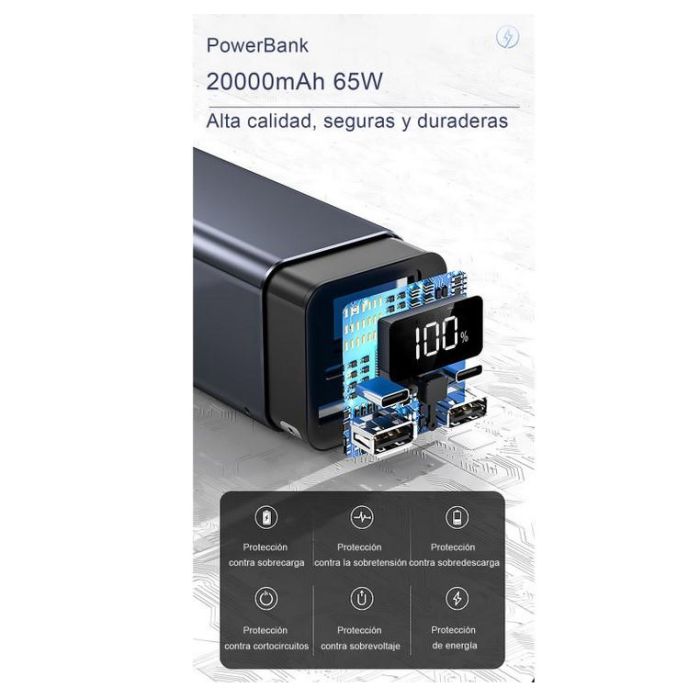 Leotec Batería Externa para Portátiles 65W Power Delivery 20.000mAh con 2 USB-A y 2 USB-C 2 Leotec Batería Externa para Portátiles 65W Power Delivery 20.000mAh con 2 USB-A y 2 USB-C 2